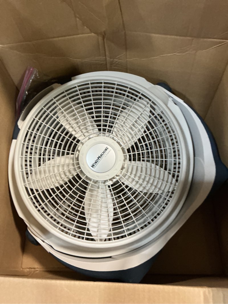Condition photo showing As Is for lasko wind machine fan, air circulator fan with 3 speeds, 20" model 3300, gray