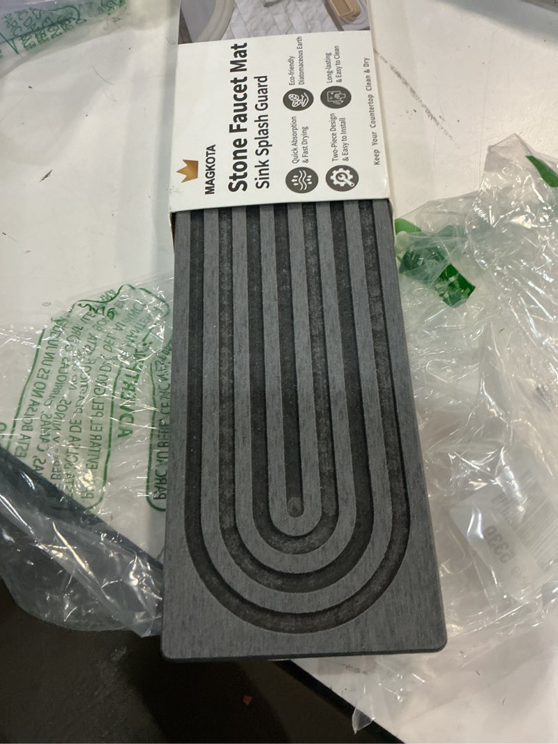 Condition photo showing Good Condition for Stone Faucet Mat for Kitchen Sink - Quick Dry Diatomite Sink Splash Guard, Prevents Moisture Buildup & Water Stains, Water Absorbing Stone Tray for Bathroom Countertop (Dark Gray, 20" x 4") Dark Gray 20" x 4"