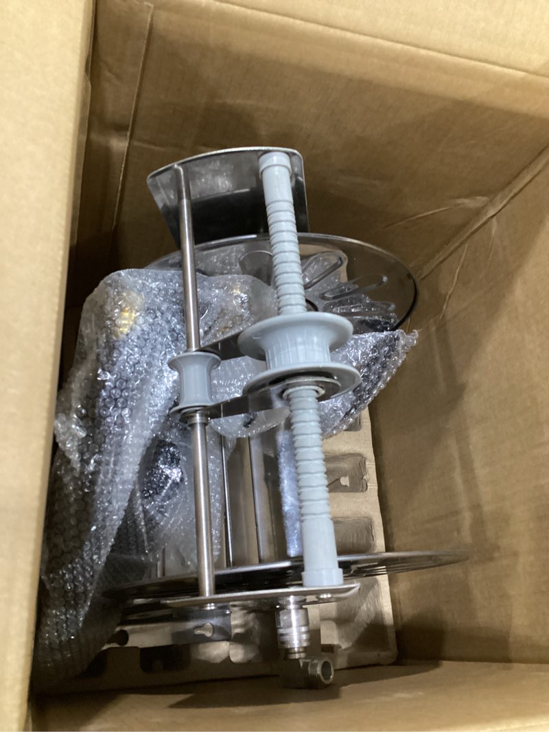 Condition photo showing As Is for SPECILITE Stainless Steel Garden Hose Reel, Portable Outdoor Metal Wall Mount/Floor Spool, Holds 5/8 Inch 75ft Capacity, with 6ft Leader Water Pipe, UV Resistant Yard, Patio, SIMILAR TO STOCK PHOTOS