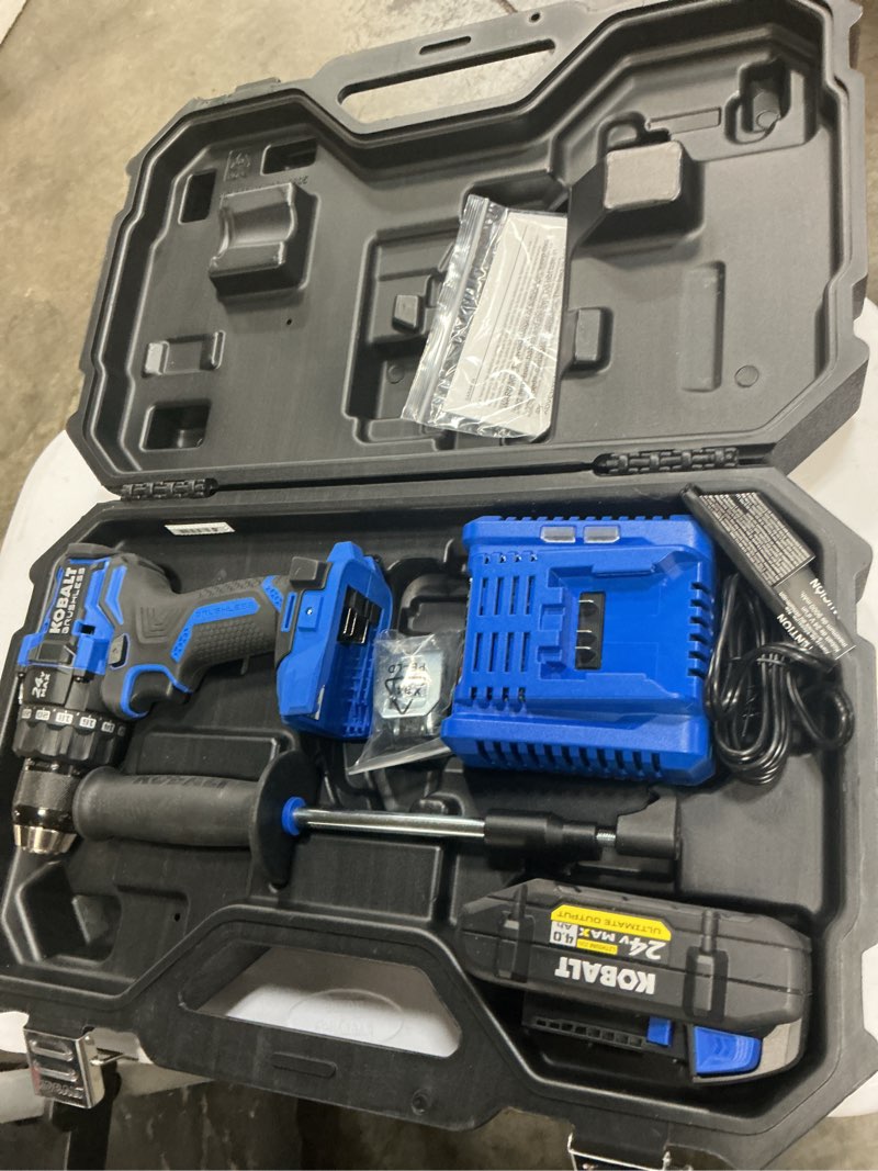 Condition photo showing Good Condition for Kobalt XTR 24-volt Max 1/2in Keyless Brushless Cordless Drill Set KXDD 1424A-03