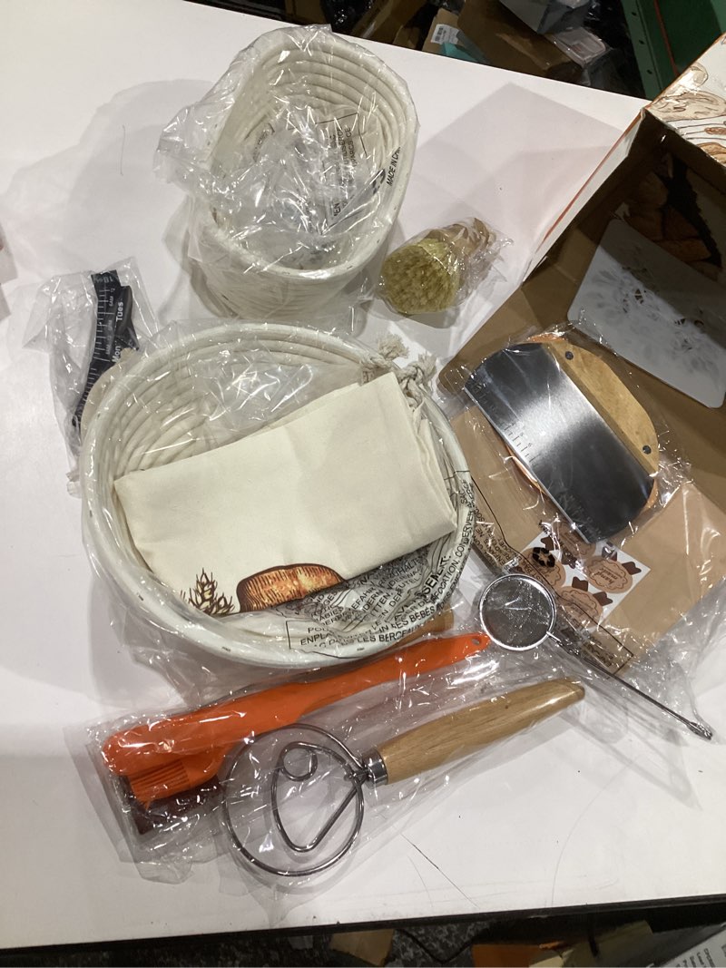 Condition photo showing Good Condition for Sourdough Bread Baking Supplies, Sourdough Starter Kit, Bread Proofing Basket, Bread Making Tools Kit, Sour Dough Kit Tools, Sourdough Proofing Basket, Sourdough Kit Gifts for Bakers Women Wife Mom Sourdough Kit With Jar