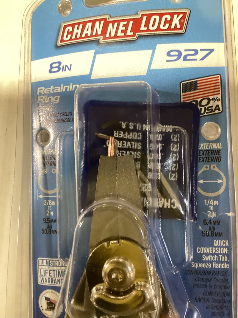 Condition photo showing As Is for channellock 927 8 in. retaining ring plier