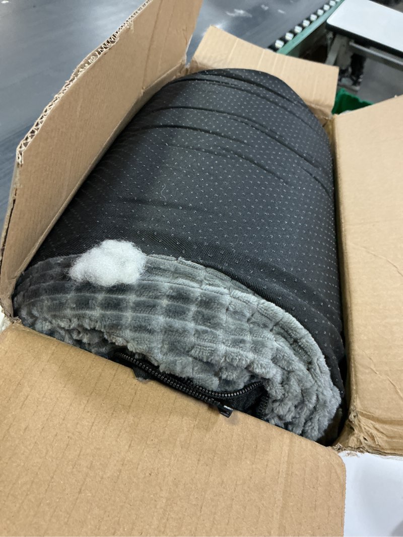 Condition photo showing As Is for JOEJOY Orthopedic Dog Beds Large Sized Dog, XL Egg-Crate Memory Foam Pet Couch Bed with Bolster Sides, Waterproof Lining, Removable Washable Cover & Non-Slip Bottom, Grey XL(42"x 32"x 7.5") Grey