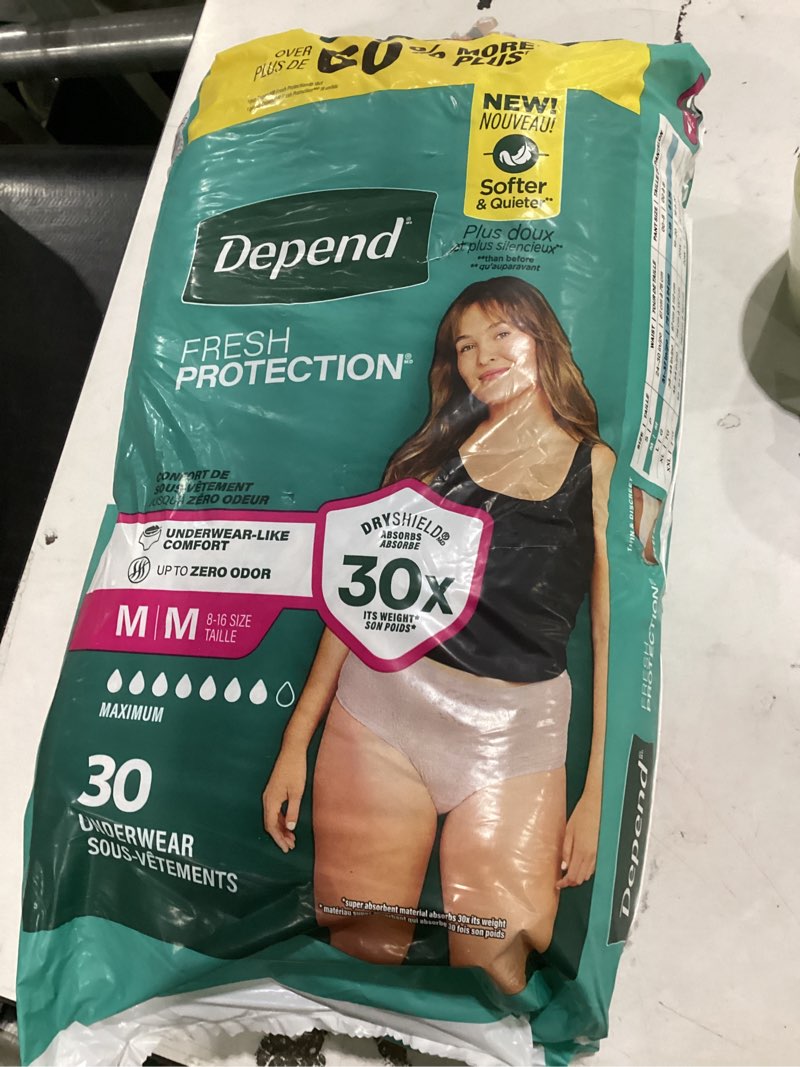 Condition photo showing Good Condition for depend fresh protection adult diapers for women, medium, 30 count medium 30