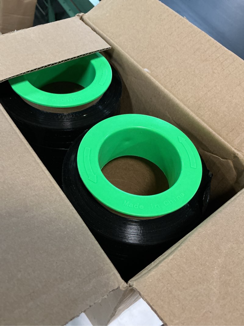 Condition photo showing New/Like New for 2 rolls black stretch wrap 12" x 1000 ft x 80 gauge, industrial heavy duty stretch wrap shrink film, durable self-adhering for packing, moving, pallet, included wrap holder black, 2 rolls 12 in x 1000 ft