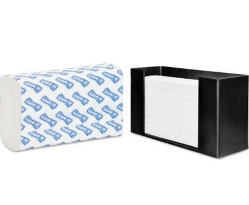 genuine joe solutions acrylic 12” x 9” x 3” paper towel holder with paper towels