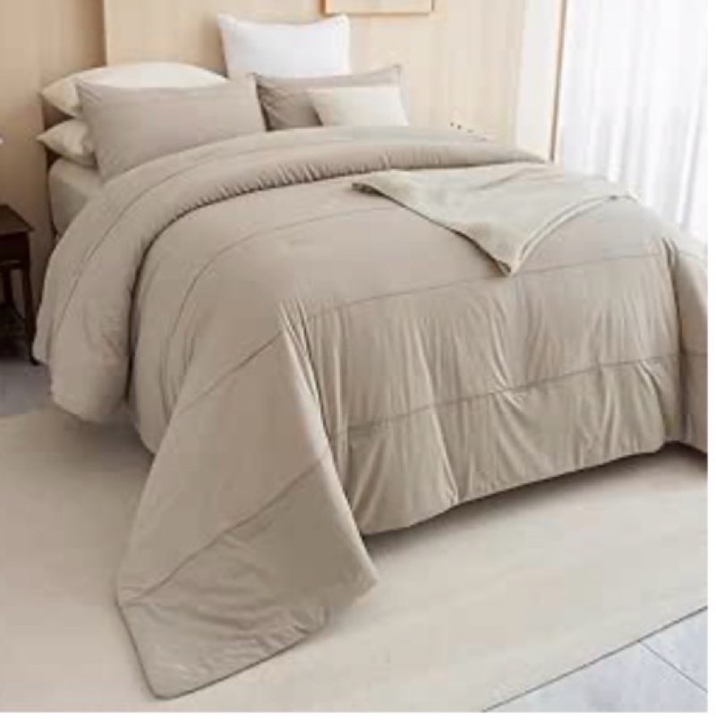cozytide 120x120 oversized comforter king size,cotton linen like textured pleated california king co