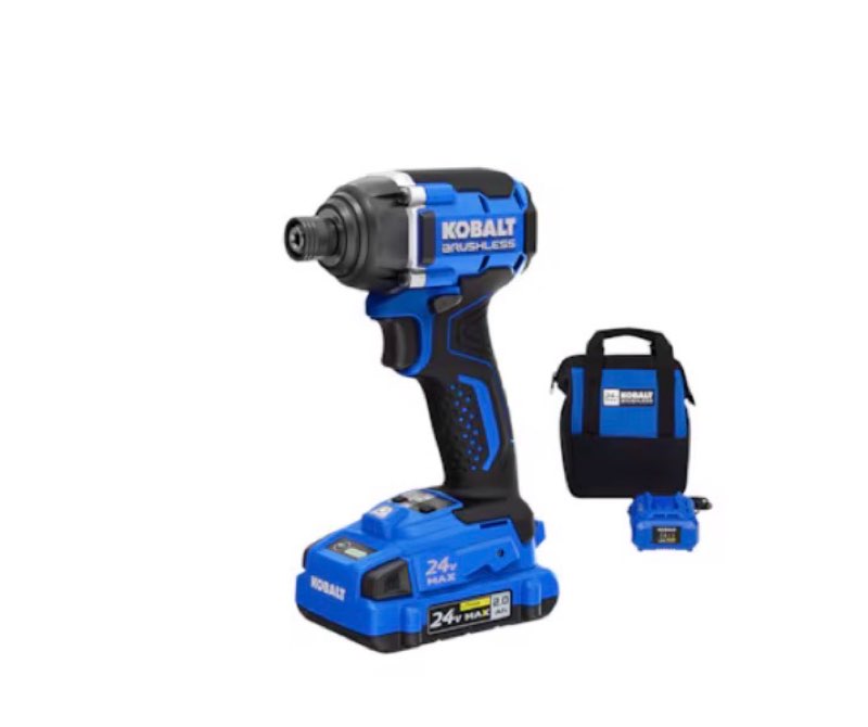 kobalt 24-volt 1/4-in brushless cordless impact driver (battery included and charger included and