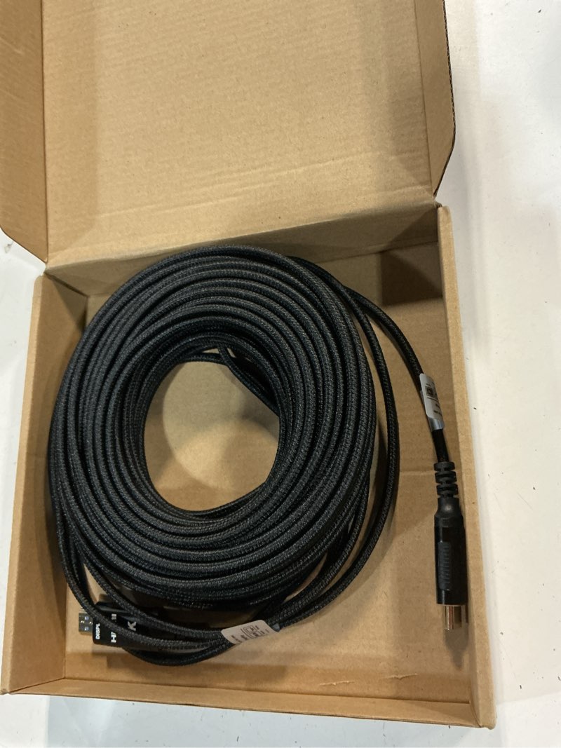 Condition photo showing Good Condition for snowkids 8k hdmi fiber optic cable long 2.1 75ft/23m, unidirectional 48gbps high speed 8k60 4k braided hdmi cord earc hdr10 2.2&2.3 compatible for tv/monitor/ps-5/x-box/sound system & more 75feet black 1