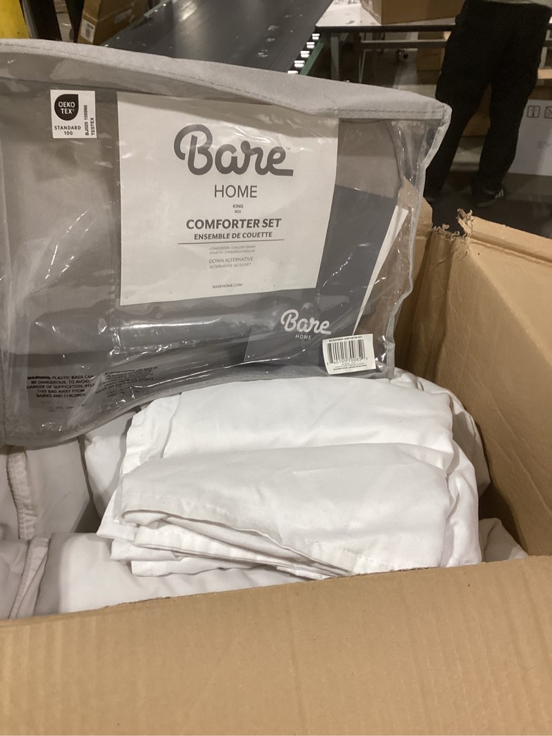 Condition photo showing Good Condition for Bare Home Comforter Set - King/California King Size - Ultra-Soft - Goose Down Alternative - Premium 1800 Series - All Season Warmth (King/Cal King, White) King/Cal King 01 - White