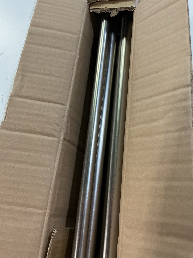 Condition photo showing Good Condition for Double Curtain Rod 140 to 164 Inch,1 Inch Heavy Duty Curtain Rods for Windows with Solid Aluminum Cylindrical Finials and Bracket,1’’ Front and 5/8’’ Back Telescoping Double Drapery Rod,Brushed Nickel Brushed Nickel 140-164"