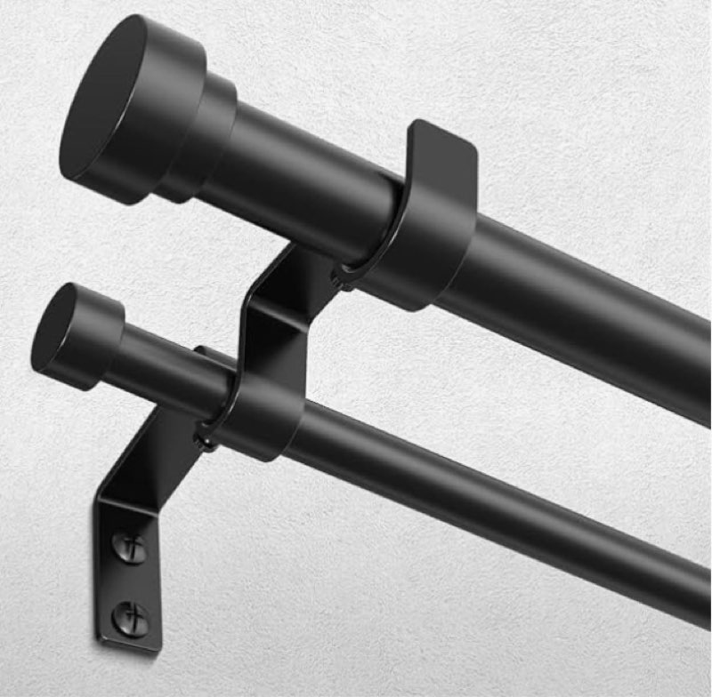 double curtain rod, 1 inch black extra long dual curtain rods 72 to 144 inch with aluminium modern e