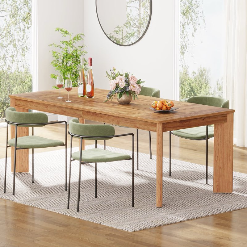 63-Inch Dining Table, Wooden Farmhouse Kitchen Table For 4-6