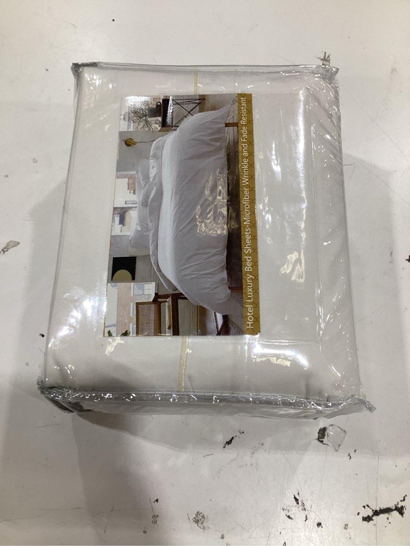 Condition photo showing New/Like New for king sheet set - 4 piece ultra soft brushed microfiber bed sheets - 15" deep pockets, wrinkle-free & breathable for a secure fit sheets & pillowcases (king, ivory) ivory king