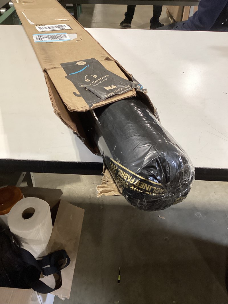 Condition photo showing Good Condition for suede auto headliner fabric 95" l × 60" w with foam backing - tube packaging - black interior replacement material for car/truck/suv/rv roof - home repair/diy headliner material black 95"l×60"w