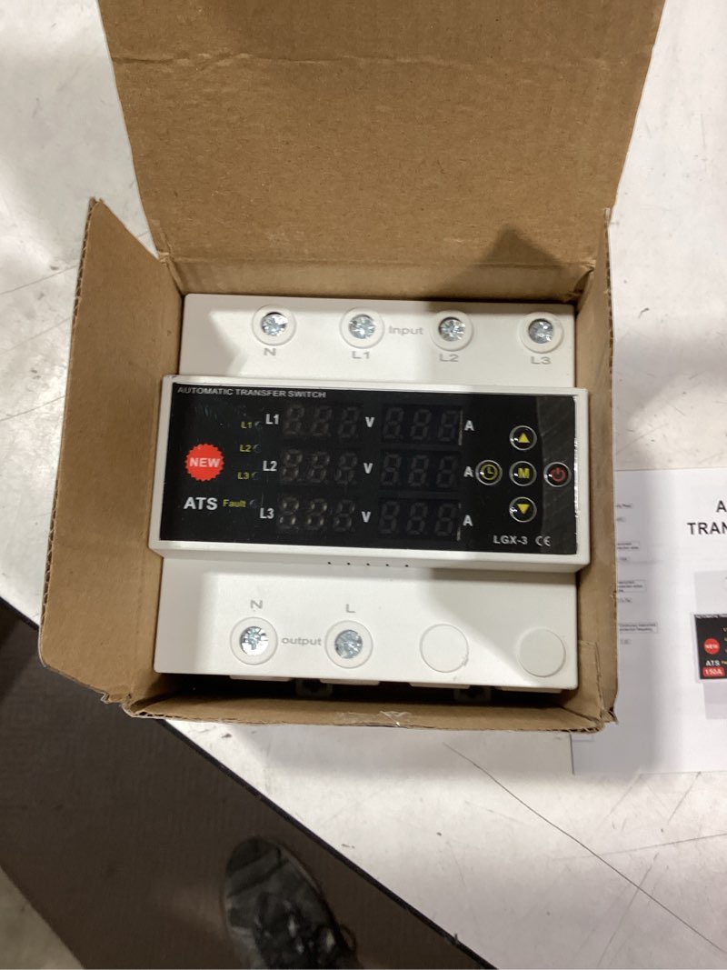 Condition photo showing Good Condition for automatic generator transfer switch, 125a 120v 3 pole transfer switch for generator backup power & rvs, led display, priority phase selectable, over/under voltage protection, din rail mount triple power 125a