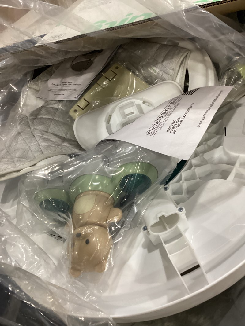 Condition photo showing New/Like New for ingenuity spring & sprout 2-in-1 baby activity center jumper and table with infant toys - ages 6 months +, first forest neutral