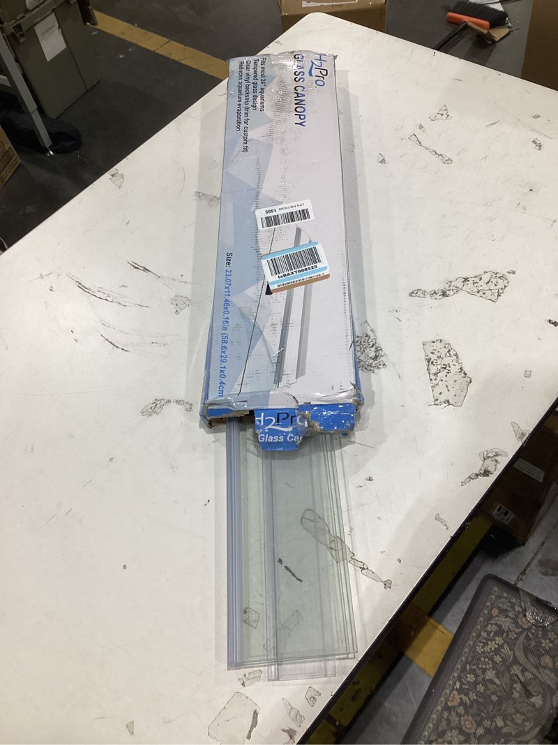 Condition photo showing As Is for h2pro 24" glass canopy for 15/20/ 55-gallon aqueon all glass marineland perfecto aquarium fish tank (23.07 x 11.69 x 0.16in)
