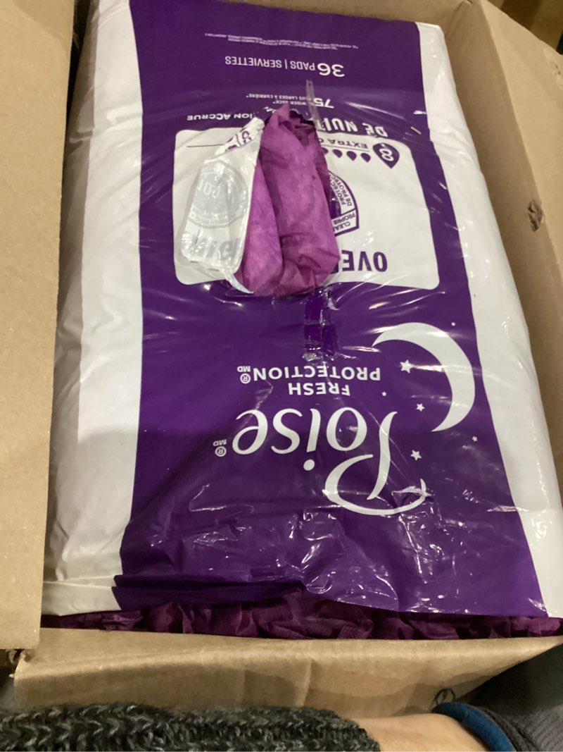 Condition photo showing As Is for Poise Overnight Incontinence & Postpartum Pads for Bladder Leaks, 8 Drop Extra Coverage, 72 Count (2 Packs of 36), Packaging May Vary Long 72