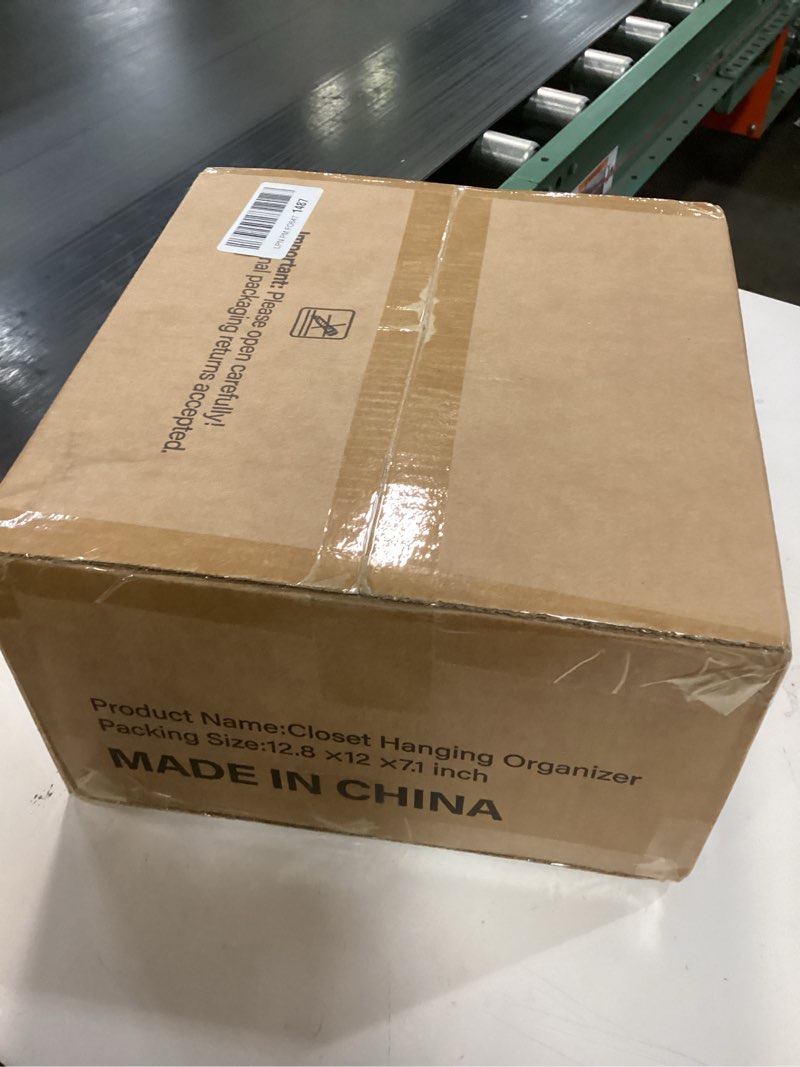 Condition photo showing New/Like New for Closet Hanging Organizer with Drawers, 6 Tier Metal Closet Organizers and Storage with 4 Hanging Hooks 4 S-Hooks for Wardrobe Laundry Room, Wire Storage Shelf for Clothes Sweaters Pants (White)