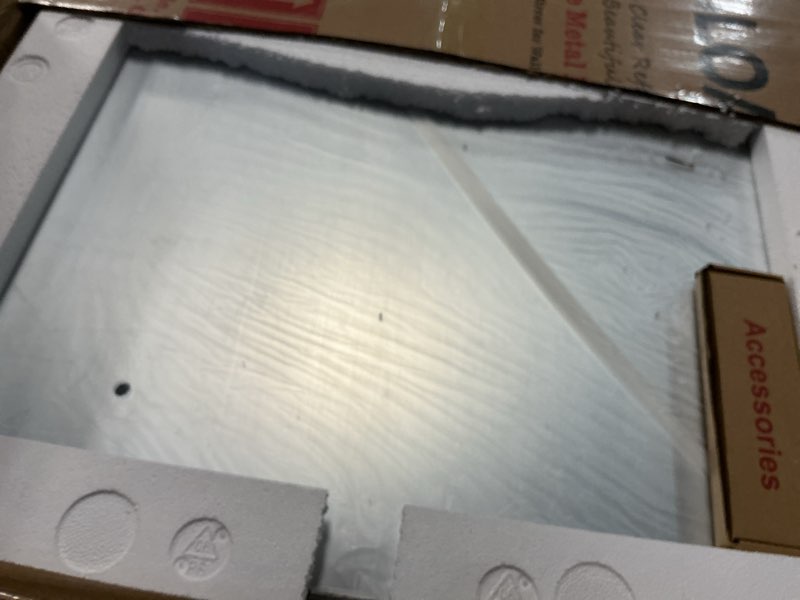 Condition photo showing Good Condition for loaao 24”x32” bronze bathroom mirrors for vanity, rounded rectangle brushed bronze metal frame mirror, anti-rust, hangs horizontally or vertically bronze 24"l x 32"w