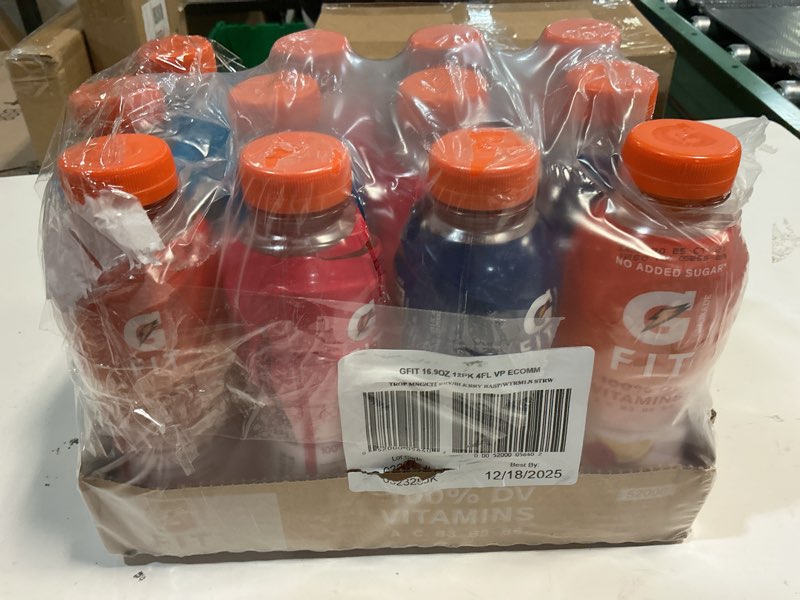 Condition photo showing New/Like New for (( BEST BY/12/18/2025))Gatorade Fit Electrolyte Beverage  Healthy Real Hydration  New 2.0 4 Flavor Variety Pack  16.9.oz Bottles (12 Pack)