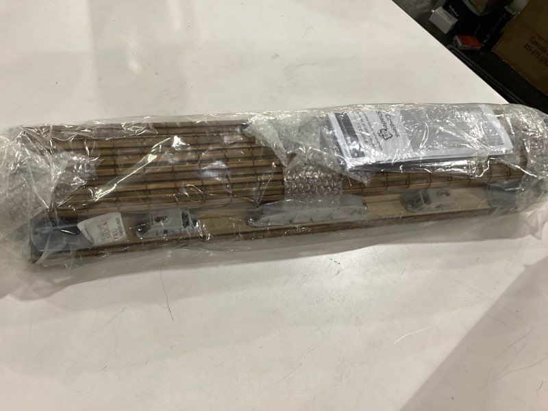 Condition photo showing Good Condition for lazblinds no tools no drill cordless bamboo roman shades, light filtering window treatment, roll up bamboo blinds for windows 23'' w x 48'' h, eastfield teak light filtering-eastfield teak 23" w x 48" h