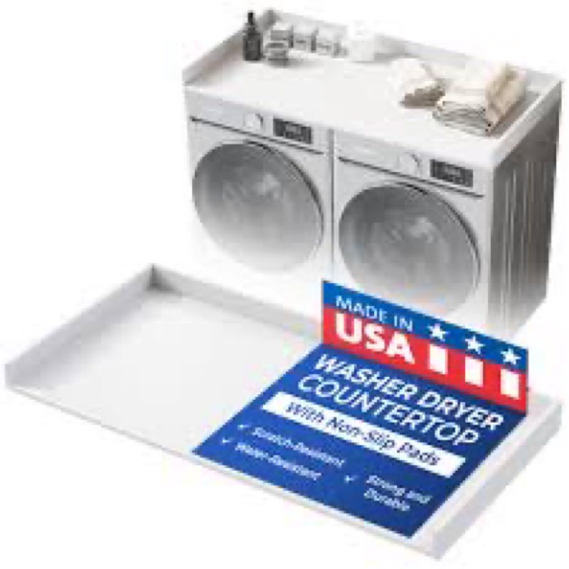 OfficeSimpli Washer Dryer Countertop, Made in USA, Non-Slip Pads, Easy Clean, Laundry Room Essential