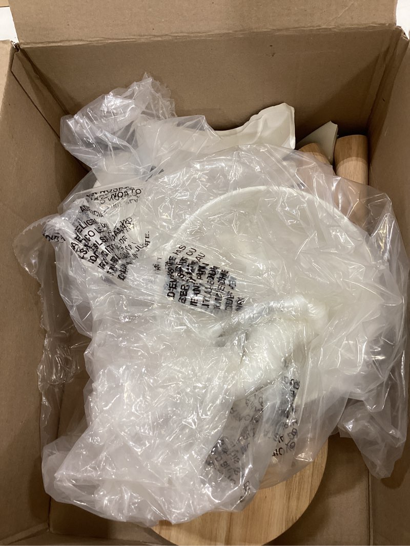 Condition photo showing Good Condition for Ceramic Slow Feeder and Water Bowl Set for Medium and Large Dogs, 8.0 Inches Ceramic Dog Bowls Elevated with Wooden Stand, 2.0 Cups Dog Slow Feeder(30oz) and 70oz Water Bowl Set, White White 8" D