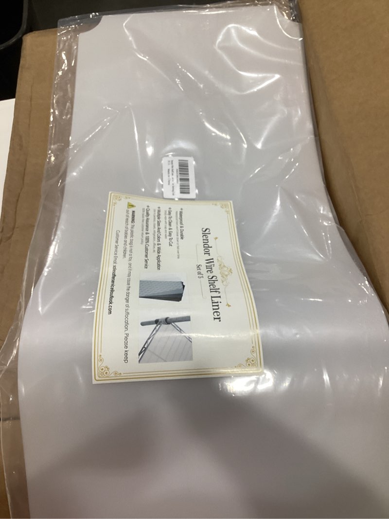 Condition photo showing Good Condition for slendor wire shelf liner 14" x 36" value pack of 5 flat heavy duty waterproof non-adhesive industrial strength plastic mats for tier shelving unit, transparent 14"x36" clear
