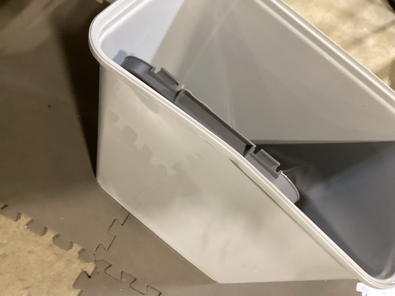 Condition photo showing Good Condition for rubbermaid commercial plastic 7-gallon trash can, gray with lid & wheels