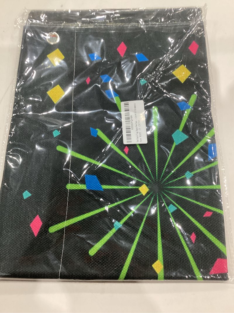 Condition photo showing New/Like New for New Years Flag,Happy New Year Garden Flag 28 x 40 Inch Fireworks Wine Glass Clock Happy House Flag for Greettings or Decoration