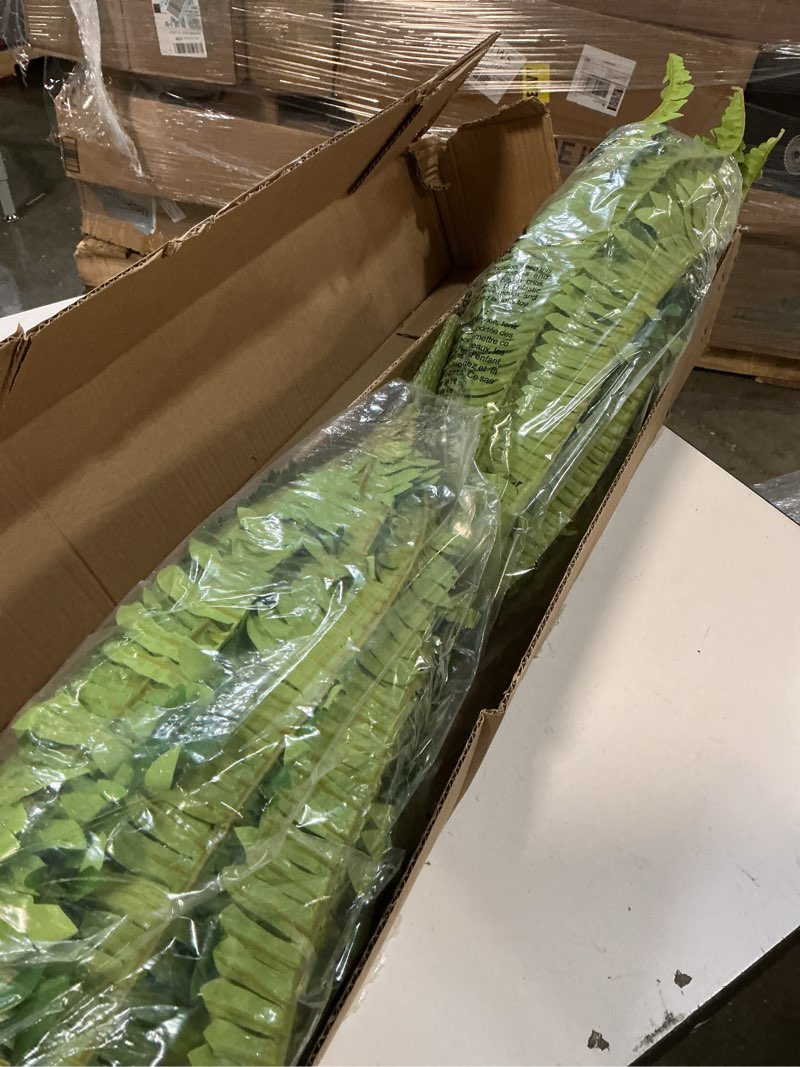 Condition photo showing Good Condition for artificial boston fern bush- set of 2 large artificial ferns for outdoors, 45inch large faux ferns, suitable for office & living room decor, 55branches for each bouquet 45"- 55 leaves