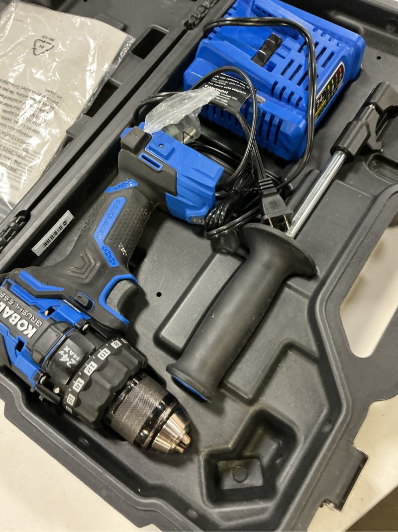 Condition photo showing As Is for kobalt xtr 24-volt 1/2-in keyless brushless cordless drill 1 -batteries included