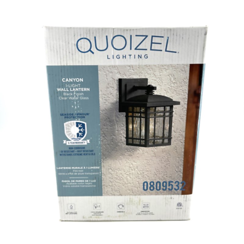 quoizel canyon 9.25-in h matte black outdoor wall light