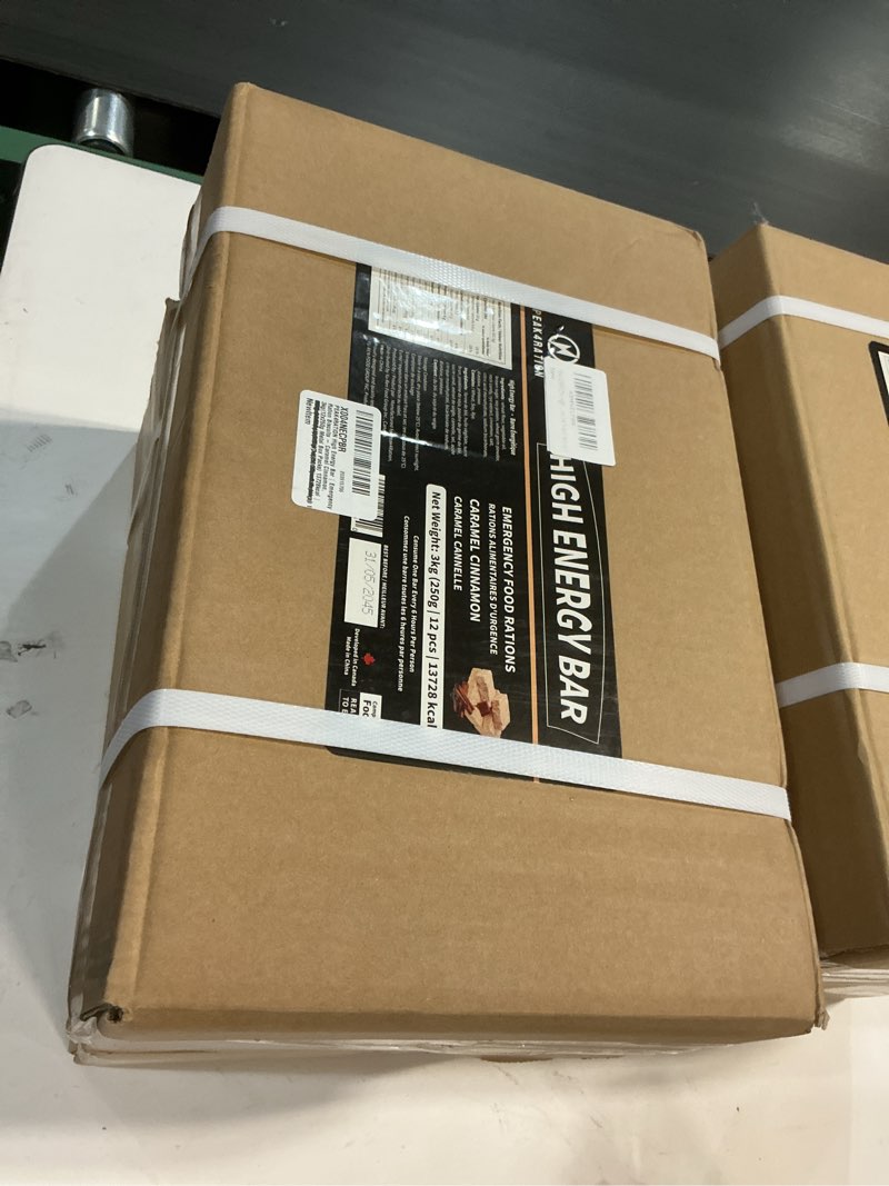 Condition photo showing New/Like New for PEAK4RATION High Energy Bar | Emergency Ration Biscuits - Caramel Cinnamon 13728kcal | Long Shelf-Life Compressed Biscuits - 12 Day Package 3kg (12x250g Metal Box) | Survival Food Ration Bar Compact for Outdoor Camping, Crisis, Earthquake, Wildfire, Home Preparedness Olive metal box 12 bags