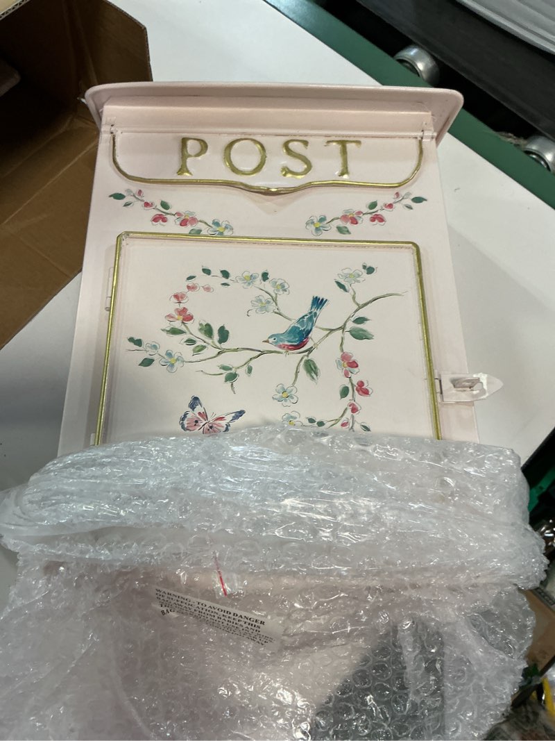 Condition photo showing Good Condition for mailbox wall mount mailboxes for outside vintage mail boxes for house outside metal drop box antique style nostalgic charm home decorative, flower pattern, pink