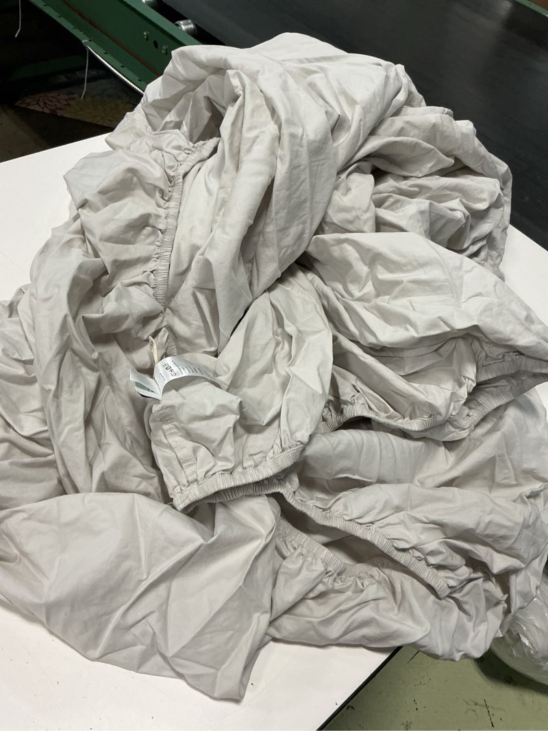 Condition photo showing As Is for organic crisp percale fitted sheet set king