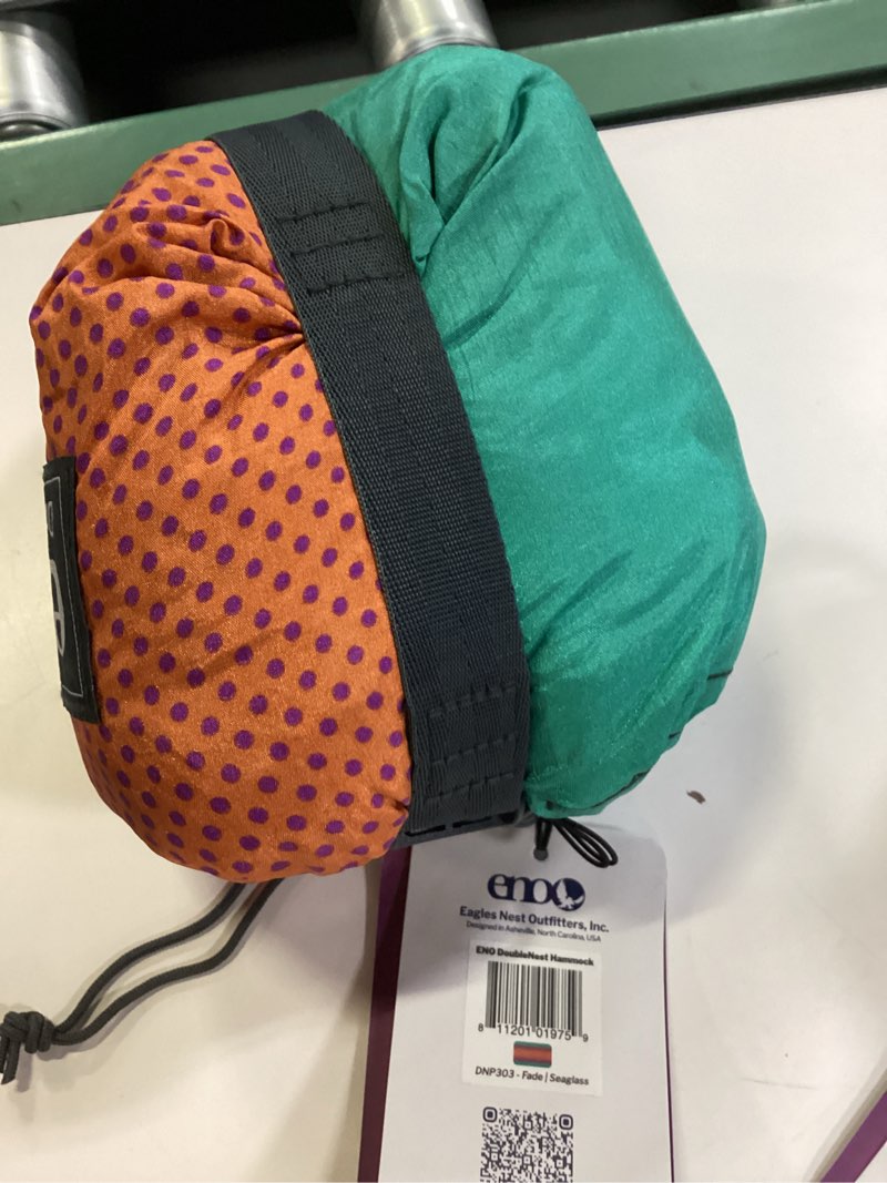 Condition photo showing Good Condition for eno doublenest hammock - lightweight, portable, 1 to 2 person hammock - for camping, hiking, backpacking, travel, a festival, or the beach - fade/seaglass