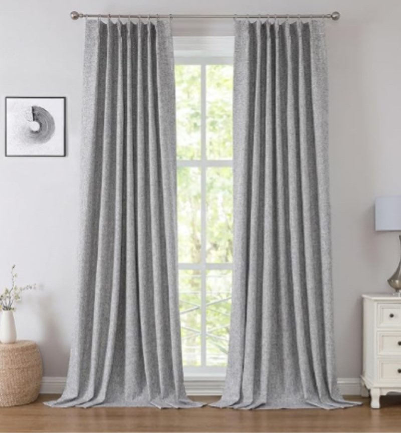 Kayne Studio Blackout Pinch Pleated Curtains,95 Inches Long Linen Blended Pinch Pleat Drapes for Living Room Bedroom,Thermal Insulated Window Curtains,Back Tab with 9 Hooks,Dark Gray,40" x 95",1panel