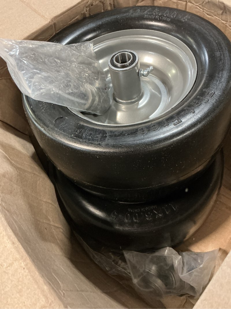 Condition photo showing Good Condition for 2-pack 11x6.00-5 flat free tires for zero turn mower,load 400lbs