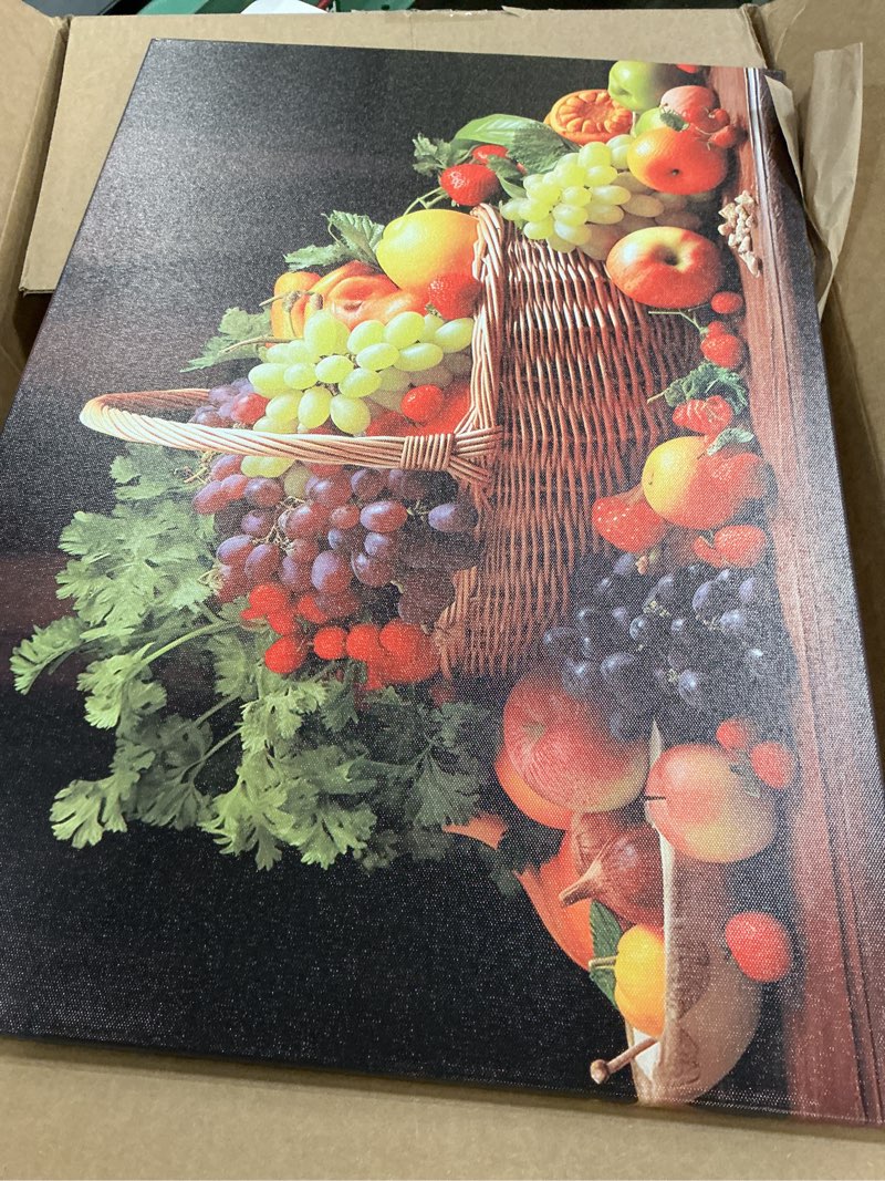 Condition photo showing Good Condition for cxhostent kitchen canvas wall art fruit picture various fresh fruits vegetable painting prints for kitchen restaurant dining room decor framed (fruit-2, 16.00"x24.00") fruit-2 16"l x 24"w