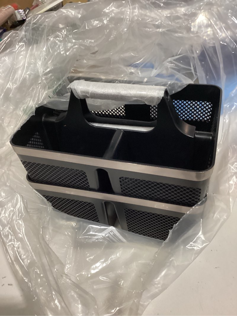 Condition photo showing Good Condition for byuner 2pack shower caddy dorm: portable bathroom caddy organizer with handle, plastic hard shower basket storage tote for toiletry, drainage, college dorm room essentials, black 2 pack black/silver