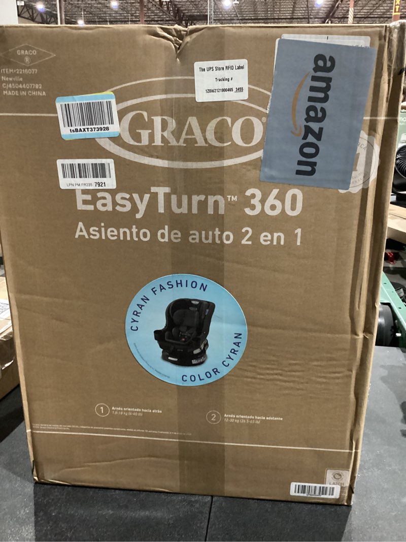 Condition photo showing New/Like New for Graco EasyTurn 360 2-in-1 Convertible Car Seat, 360 Degree Rotating Infant to Toddler Rotating Car Seat, 2 Modes Forward and Rear Facing, Slim Design, Cyran Cyran EasyTurn 360 2-in-1