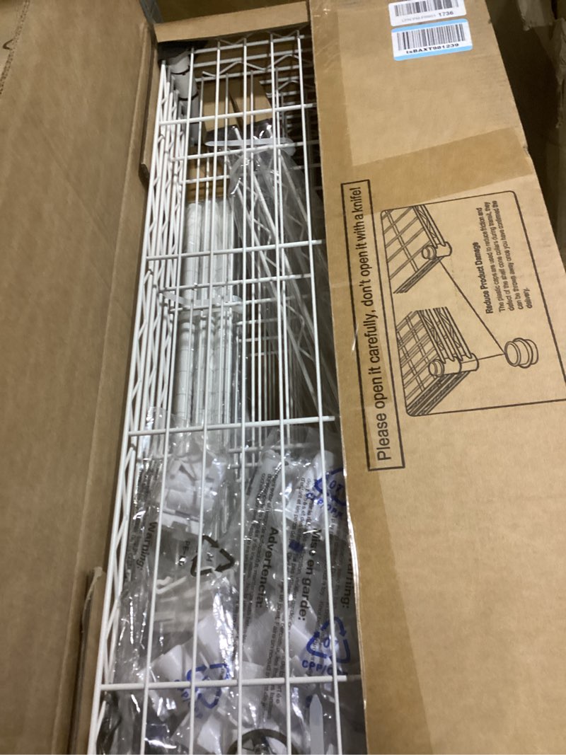 Condition photo showing Good Condition for U15 Over Washer and Dryer Storage Shelves, Laundry Above Washer Dryer Storage Rack Space Saver, 6-Tier Wire Shelf with 4 Hooks for Organization, 63.4"W x 17.3"D x 76.4"H, Holds 568lbs, White