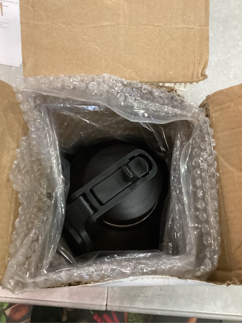 Condition photo showing Good Condition for 64 oz water bottle insulated with straw & 3 lids, coolflask large metal stainless steel water jug big half gallon wide mouth for sports, gym or office, non-bpa keep cold 48h hot 24h, magic black magic black 64 ounces