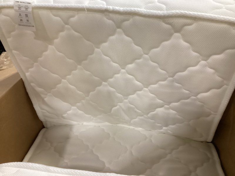 Condition photo showing As Is for 5x52x27.5 mattress, medium firm with high density foam, edge reinforced, odorless and steady, certipur-us, fits standard size, pure white 01-pure white