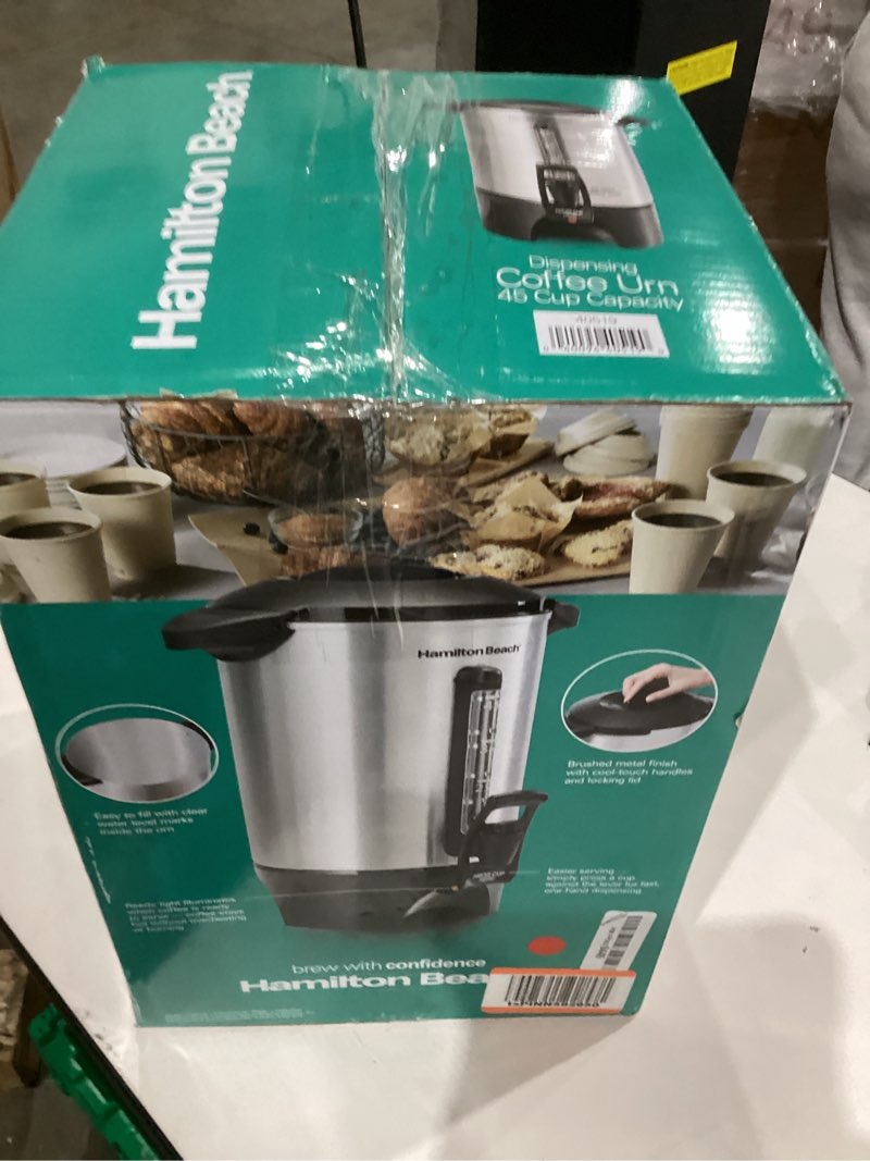 Condition photo showing As Is for Hamilton Beach 45 Cup Coffee Urn and Hot Beverage Dispenser, Silver (40519)