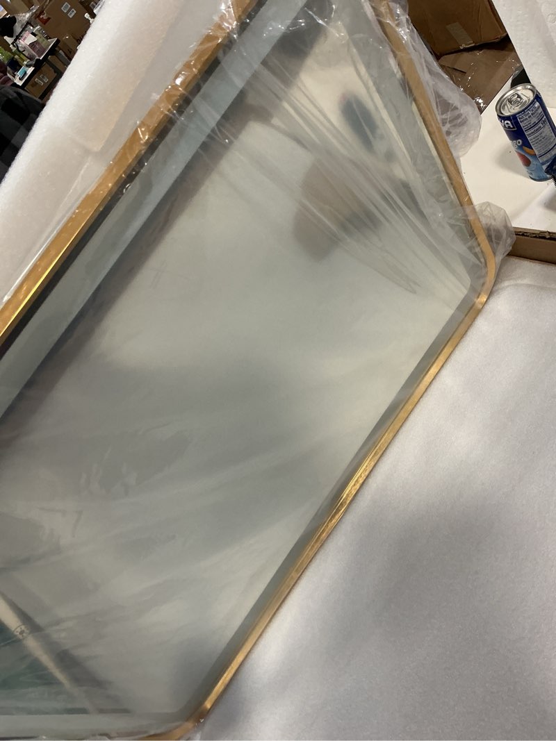 Condition photo showing New/Like New for 20"x 28" Gold Framed LED Mirrors for Bathroom, Wall Mounted Lighted Bathroom Vanity Mirror, Front and Backlight, Stepless Dimmable, 3 Colors, Anti-Fog, Memory, Smart Touch Button Gold 20"L x 28"W