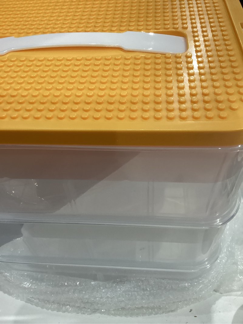 Condition photo showing Good Condition for suggest block storage box, choose colors, storage case, dividers, stacking, lid, toy storage, small storage, container, stacking (yellow
